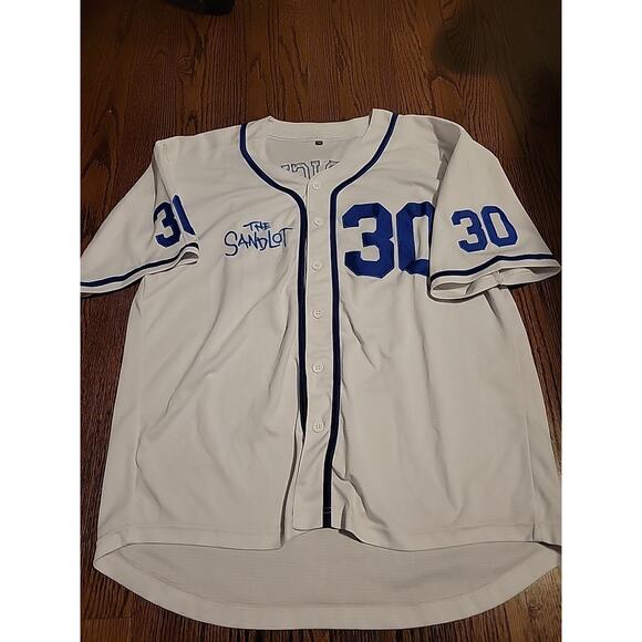 Sandlot Baseball Jersey Benny The Jet Rodriguez #30 White Stitched Men's 2XL - Picture 1 of 8